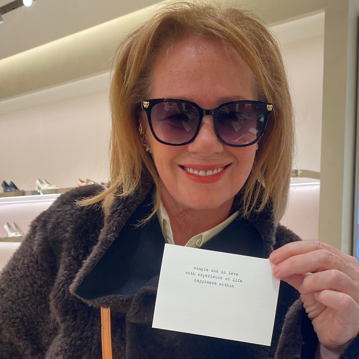 Arlene Dickenson with her typewriter poem