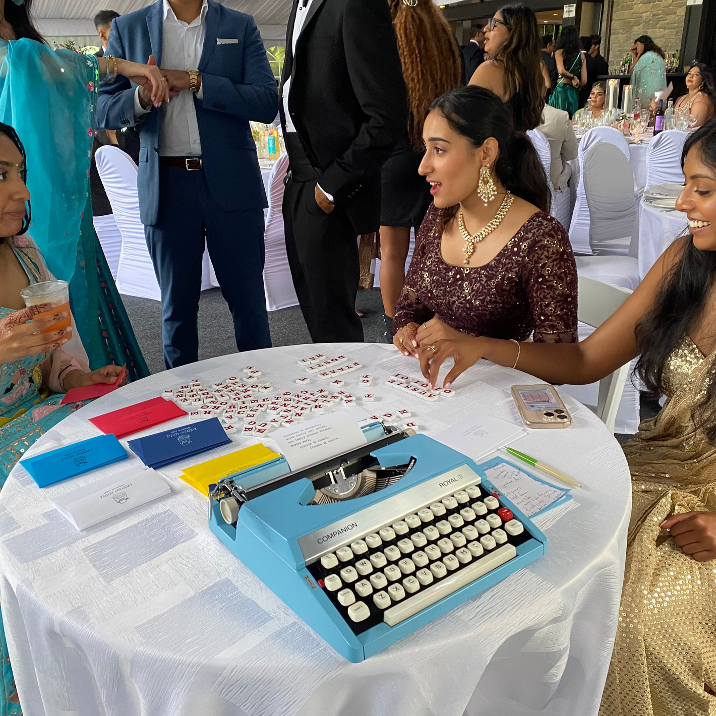 Indian Wedding typewriter poetry station for personalized poems