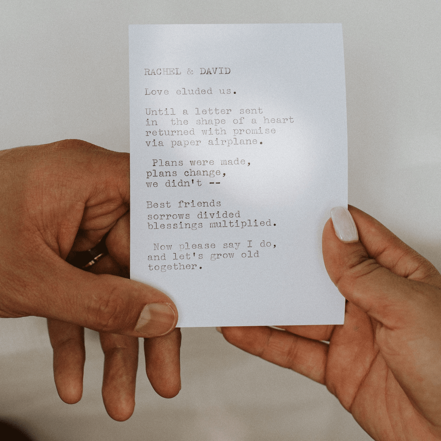 custom typewriter poetry written at a wedding in Toronto